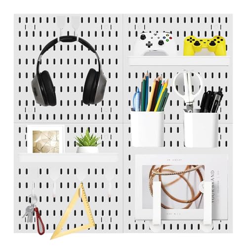 Revamp Your Space With A Versatile Pegboard Kit - Effortlessly Organize Home, Office, And Gaming Setup With Customizable Hanging Solutions (White)
