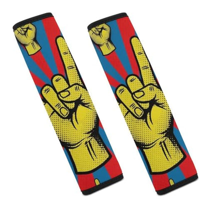 2 Pack Hand in Rock Roll Sign Car Seat Belt Pad Breathable Shoulder Harness Cover for Adult Use, Stroller Pushchair High Chair, Pressure Relief - color: Pattern 751