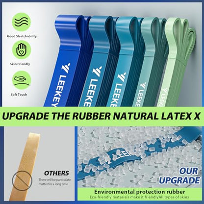 LEEKEY Pull Up Assistance Bands,5-125LB Resistance Bands with Grip、Door Anchor、Gym Bag - Exercise Bands for Full-Body Training, Fitness, Physical Therapy -USA Original Patent - style: 5-125LBS BLUE