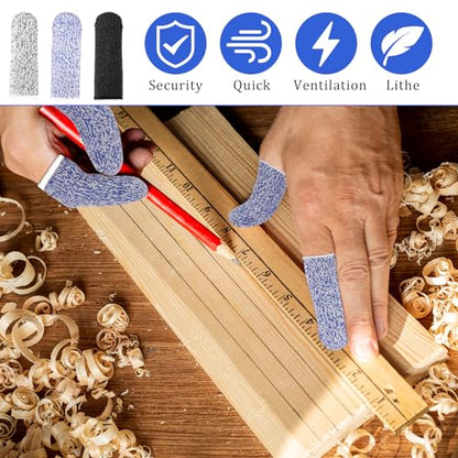 Cut Resistant Finger Cots, 12 Pack Reusable Finger Sleeve Protectors Finger Guards for Cutting Food, Anti-Slip Finger Covers Protection for Finger Tips, Finger Protectors for Crocheting Sewing