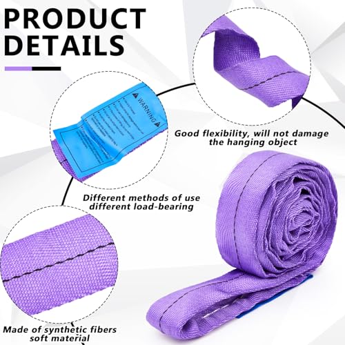Fabbay 4 Pcs Heavy Duty Polyester Endless Loop Round Lift Slings Lifting Straps for Hoist Towing Moving Furniture Rigging Equipment (3.3 Feet,Purple) - color: Purple, size: 3.3 Feet