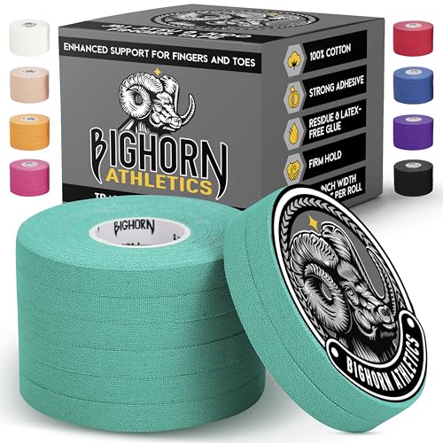 Bighorn Athletics Finger Tape 0.3-Inch × 45-Feet, 8 Rolls, Green | For Jiu Jitsu, Rock Climbing, Volleyball, Football, Hands, Toes, Sports & Injuries | Residue-Free - color: Green, size: 0.3-Inch