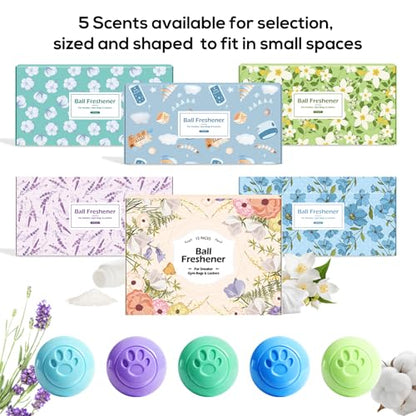 SCENTORINI Shoe Deodorizer Balls, 12 Pack Sneaker Deodorizer Balls | Odor Eliminator for Smell Shoes, Long Lasting Shoe Freshener for Gym Bags, Drawers and Small Spaces
