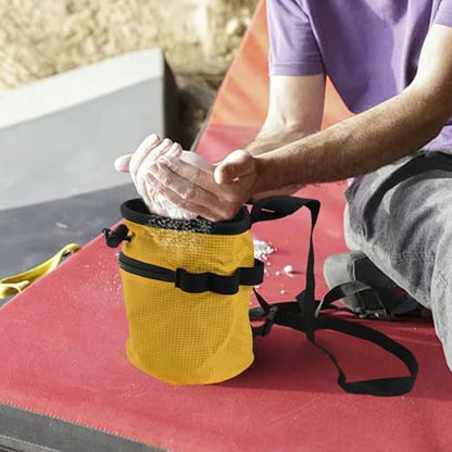 FABULETTA Climbing Chalk Bag for Rock Climbing, Gymnastics Chalk Pouch with Belt, No Leak Design, Storage Pockets, Adjustable Waist Strap for Bouldering and(Blue) - size: Blue