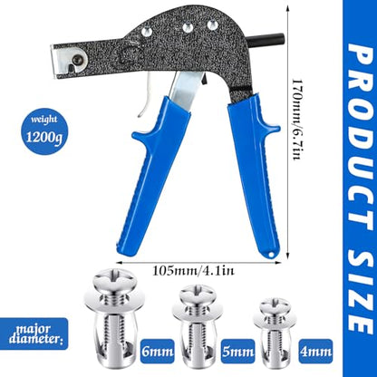 Yaocom 46 Pcs Expansion Screw Petal Nut & Metal Setting Tool, Hollow Door Anchors, 45 Petal Shape Metal Nut 1 Wall Anchor Gun for Hollow Wall Plasterboard Hardboard Steel Zinc Plate