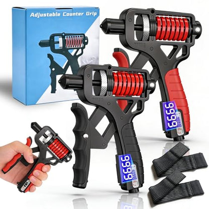 Adjustable Grip Strength Trainer, H Grip Hand Gripper Strengthener with Electronic Counter, 11-350 Lbs Resistance, Ergonomic Forearm Exerciser for Men Women, Fitness, Office Breaks and Gym - color: Mixed