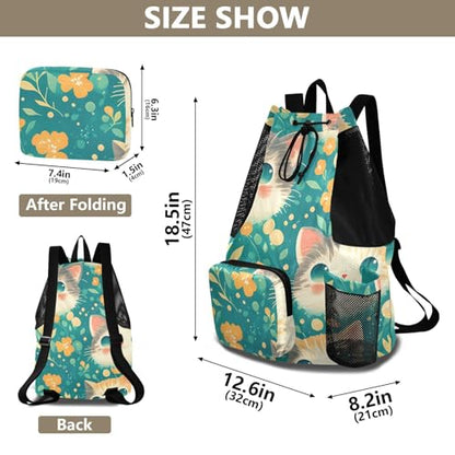 GuoChe Drawstring Backpacks Gym Swim Bag With Inside Pockets Pull String Bag Waterproof Cute Cats Face - color: Cute Cats Face