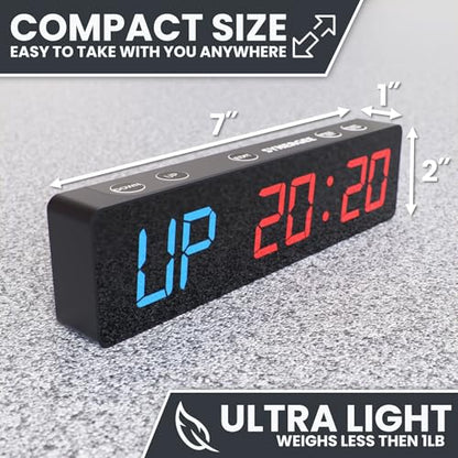Synergee Magnetic Gym Timer Clock – Powerful Built-in Magnet, 30-Hour Battery Life, LED Display, Stopwatch, Tabata, EMOM & Interval Timer for Home Gym, Garage, or School Workouts