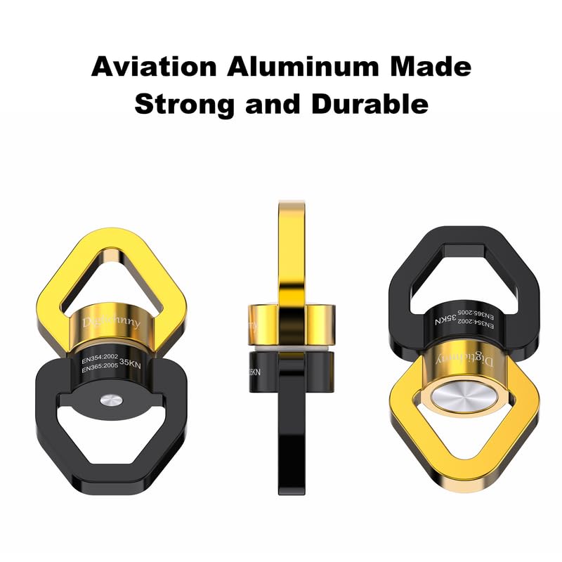 35KN Swing Swivel with Swivel Carabiner, Black Gold, 2 Pack | For hanging chairs, aerial yoga, hammocks, tire swings, kids' swings, gym rings, web tree swings, smooth rotation - color: Black Gold, size: 2 pack with carabiners