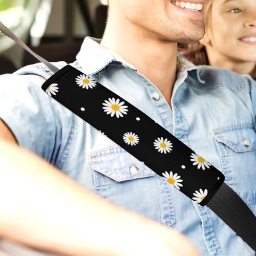 2 Pack Breathable Car Seat Belt Pad for Child, Stroller Pushchair High Chair, Floral Daisies Daisy Neck Strap Covers, Neck and Shoulder Support - color: Pattern 228