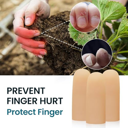 Povihome Finger Cots Protectors - Moisturizing Thumb and Finger Covers - Thickend Version - Elastic Cracked Silicone Finger Sleeves to Protect Cracked, Peel Finger and Other Finger Pain (Beige, 10PCS) - color: Beige, size: Medium (10PCS)