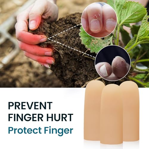 Povihome Finger Cots Protectors - Moisturizing Thumb and Finger Covers - Thickend Version - Elastic Cracked Silicone Finger Sleeves to Protect Cracked, Peel Finger and Other Finger Pain (Beige, 20PCS) - color: Beige, size: Medium (20PCS)