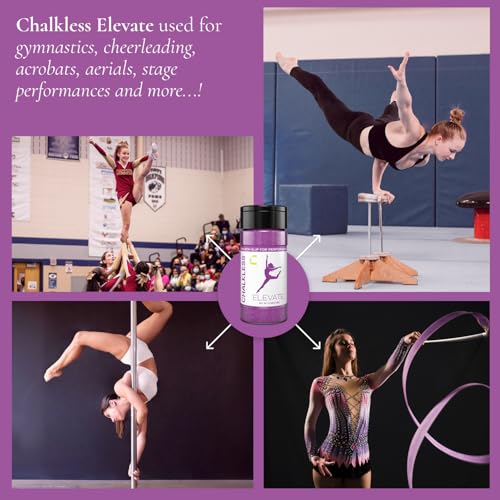 Chalkless Elevate Grip Enhancer - Cheerleading, Gymnastics and Pole Fitness Hand Chalk, Cosmetic Grade, No Uniform Residue, Dance, Pole Grip & Cheer Accessories (8g)