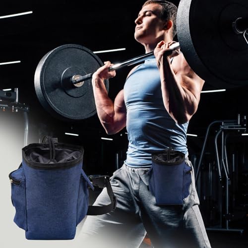 Rock Climbing Chalk Bag Adjustable Belt, Drawstring Closure | Chalk Organizer for Rock Climbing, Bouldering, Weightlifting, Gymnastics, Adults Women Men - color: Navy Blue