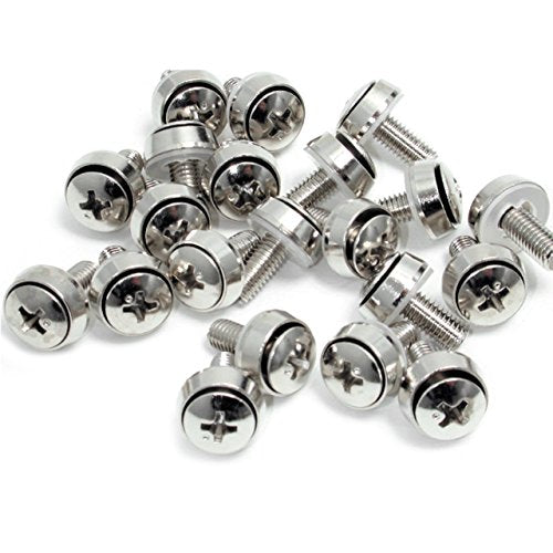 StarTech 50-Pack M6 12mm Mounting Screws, Nickel-Plated, 19in & 10in, TAA | Fits cabinets and enclosures, Mounts servers and AV gear, GSA Schedule purchases - color: Silver, size: 50-pack, style: Screw only