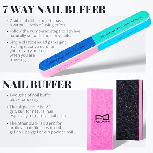FANDAMEI Cuticle Kit, Nail Prep Kit, 14PCS Nail Buffer and Shine Kit, Nail Files and Buffers, Nail Kit, Nail Care Kit, Cuticle Trimmer, Cuticle Pusher, Manicure Kit for Women, Nail Stuff