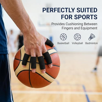 20 PCS Compression Finger Sleeves, Elastic Finger Sleeves for Arthritis, Sport Fingers Sleeve Protectors for Basketball Golf (Black+Nude)