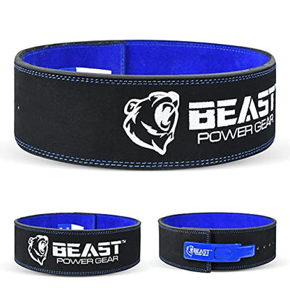 Beast Power Gear Weight Lifting Belt Lever Buckle 10MM 13MM Thick & 4 Inches Free Strap Weightlifting, Powerlifting, Deadlifts, Squats Men Women - color: Black/Blue, size: X-Large