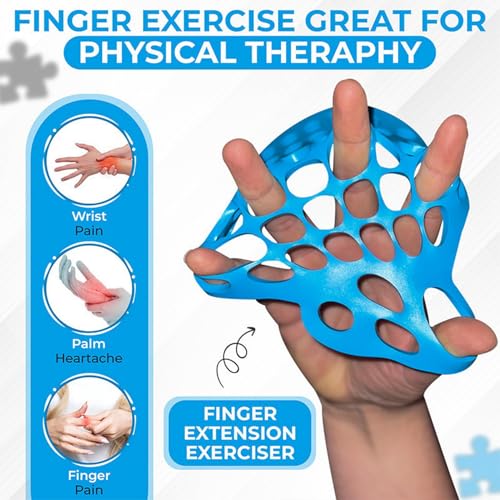 Blue Pink Finger Stretcher Hand Therapy Equipment Exerciser Finger Grip Strengthener Strength Trainer Gripper Set Hand Exercise Power Web with Dual Resistance Levels Exercise Guitar Rock Climbing2pcs