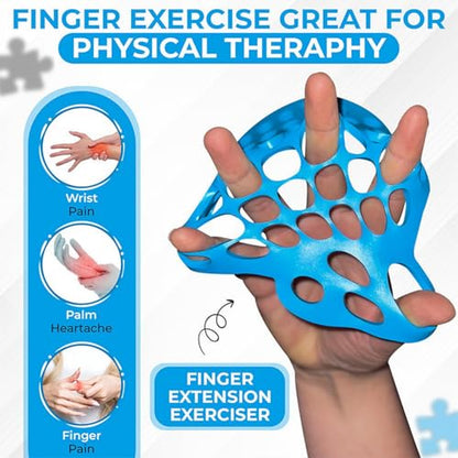 Blue Pink Finger Stretcher Hand Therapy Equipment Exerciser Finger Grip Strengthener Strength Trainer Gripper Set Hand Exercise Power Web with Dual Resistance Levels Exercise Guitar Rock Climbing2pcs