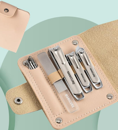 10 PCS Professional Nail Care Kit with Leather Case, Stainless Steel Manicure & Pedicure Kit,Slanted Blade Ingrown Toenail Clippers for Thick Toenails(Sliver)