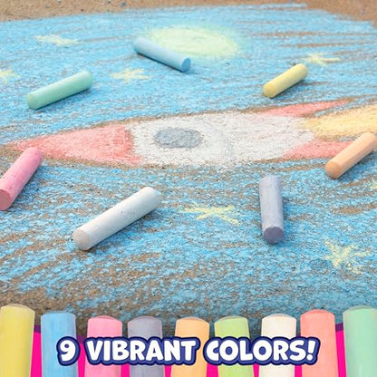 READY 2 LEARN Jumbo Sidewalk Chalk, Set of 20, 9 Colors | Washable and Non-Toxic, Bulk Sidewalk Chalk for Kids