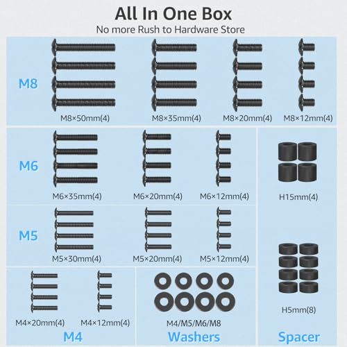 MOUNTUP Universal TV Mounting Hardware Screw Kit with Box - M4 M5 M6 M8 Screws, Spacers & Washers for Most LED LCD OLED 4K TVs, Replacement Screws for TVs/Monitor Mounting up to 80 inches, MU0041 - size: 6mm