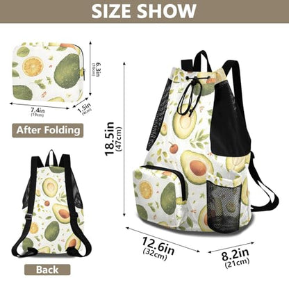 GuoChe Drawstring Backpacks Gym Swim Bag With Inside Pockets Pull String Bag Waterproof Cute Avocado White - color: Cute Avocado White