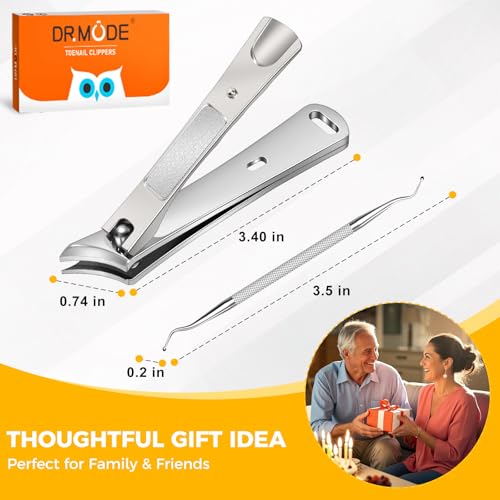 Ingrown Nail Clippers for Thick Nails, Edgy Toenail Clippers | Professional Slanted Curved Blade Finger Nail Clippers, Angled Nail Cutters for Seniors, Adults, Men & Women - style: Silver
