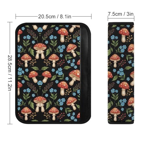 2 Pack Gothic Magic Mushroom Floral Car Seat Belt Pad Soft Padded Seat Belt Cushion for Child, Stroller Pushchair High Chair, Shock Absorption - color: Pattern 418