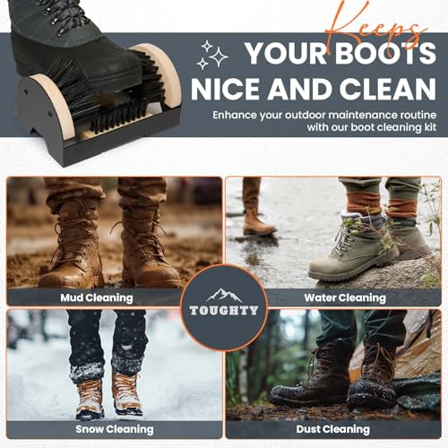 Toughty Boot Scrubber - Heavy-Duty All-Weather Shoe Cleaner with Scraper Brushes - Mountable Indoor & Outdoor Dirt Remover for Entryway & Worksites - Rugged Boot Cleaning Tool for Men & Women - style: Boot Scrubber