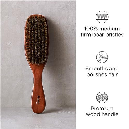 Diane Premium 100% Boar Wave Brush for Men and Barbers , Mens Hair Brush– Medium Bristles for Thick Coarse Hair – Use for Detangling, Smoothing, Wave Styles, Soft on Scalp, Restore Shine and Texture - style: Wave Brush