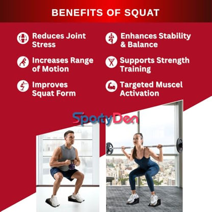 Squat Wedge Block - Non Slip Rubber - 3 Adjustable Angles - Men Shoe Size up to US11-4Pcs Set - Heel Elevated Squat - Calf Raises Ramp - Weight Lift & Stretch - 2 Bands & a Carry on Bag
