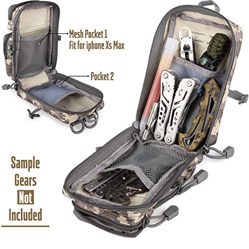 LIVANS Tactical Molle Utility Pouch, EDC Tool Pouch Tactical Phone Pouches Mini Waist Pouches Medical EDC IFAK Pack Mini Design of 3-Day Backpack - color: CamoGray