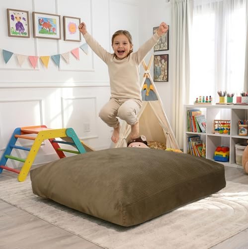 Foamma Crash Pad – (36 x 48”) (3 Feet x 4 Ft) Light Brown Corduroy Fabric – Sensory Crash Pad with Foam Blocks for Autistic Kids, Soft & Washable Cover – Ideal for Kids & Adults to Jump, Play, Relax - color: Light Brown, size: 36" x 48"
