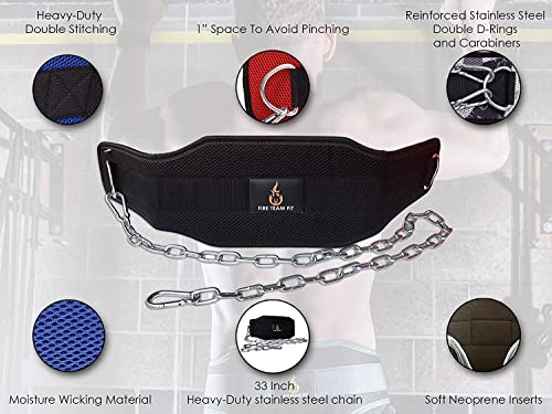 Weighted Belt with Chain, For Pullups, Dips, Weight Lifting, Powerlifting, & Cross Training - color: Blue