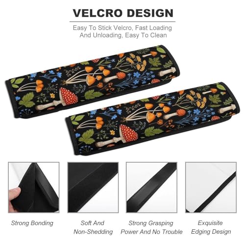 1 Pair Universal Soft and Comfortable Car Seat Belt Pad for Girls and Boys, Most Cars, Mushroom Black Harness Pads Strap, Neck and Shoulder Support - color: Pattern 629