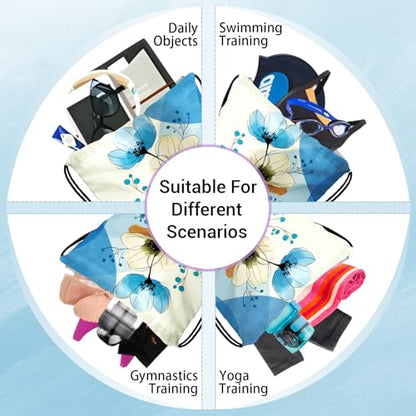 Gymnastics Grip Bag Blue Poppy Flower Gymnastics Pouch Lightweight String Athlete Bag - color: Blue Flower