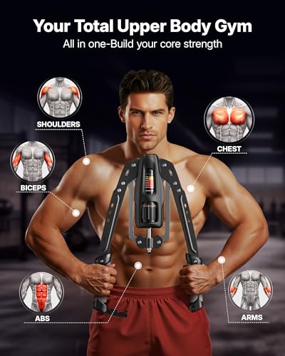 Merach Twister Arm Trainer, 22-440lb Hydraulic Power, Adjustable Home Chest Expander, Shoulder Muscle Training Fitness Equipment, Arm Enhanced Exercise Strengthener - color: Gray, size: pro