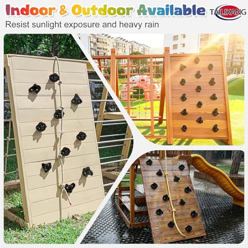 Rock Climbing Holds, 20 Pack Black Wall Climbing Rocks Adult Outdoor Indoor | 3-Shapes Large Wall Climbing Holds Grips, Workout Climb Training Pegs Accessories for Climbing Frames, Tree Houses, Playroom