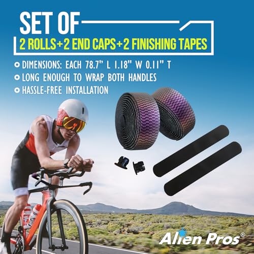 ALIEN PROS Chameleon Skin Bike Handlebar Tape (Set of 2) – Full Pattern Upgrade with Striking Color-Shifting Design and Premium Comfort Grip (Purple) - color: Purple
