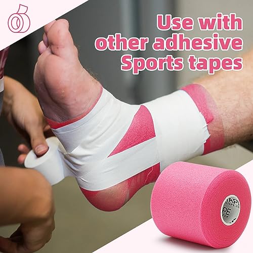 OK TAPE 4 Rolls Black Athletic Tape and 4 Rolls Pink Pre Wrap Tape