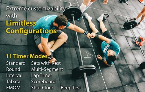 Flex Timer - Gym Edition - Bluetooth App-Controlled Wall Mounted 23" LED Gym Clock with Large 4.0" Digits for Crossfit, Tabata, HIIT, EMOM, MMA, Boxing, Interval Training, Circuits, Workouts