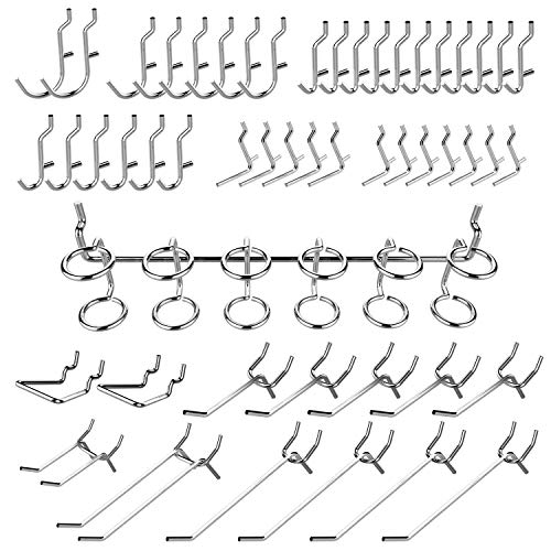Hiltex 53106 Pegboard Hook Assortment Set, 50 Piece Heavy Duty, Pegboard Hooks for Tools, Garage & Workshops Hooks and Holders, Accessories for Craft Room, Wall Storage Shelving Peg Hooks - style: 50 Piece: Hooks