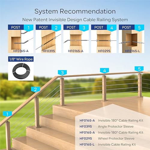 20 Pair Cable Railing Kit, Invisible Crimp Fitting Cable Railing Hardware, Right&Left Handed Thread Swage Lag Screws for Wood Post of 1/8'' T316 Steel Cable Railing System, HF016SL - color: Silver