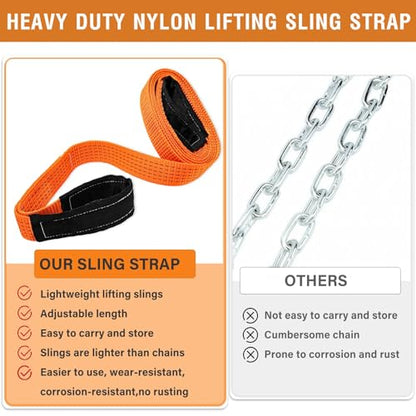2 Pcs 2" x 10FT Heavy Duty Nylon Lifting Slings and Straps | 15000lb Capacity Flat Eye Rigging Strap for Hoist, Towing, Moving, Tree Saver Recovery and Winch