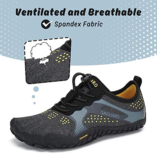 SAGUARO Kids' Barefoot Shoes Boys Girls Quick Dry Aqua Athletic Sneakers Lightweight Sport Footwear Toddler Water Shoes - color: Black/Grey, size: 11 Little Kid
