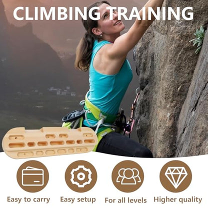 HRVEOCEI Climbing Hangboard for Rock Climbing Training – Wooden Fingerboard with Multi-Grip Design – Strengthen Fingers & Grip – Easy Mount for Home & Gym - color: Brown 1