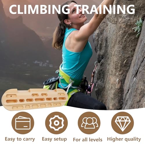 Climbing Hangboard for Rock Climbing Training – Wooden Fingerboard with Multi-Grip Design – Strengthen Fingers & Grip – Easy Mount for Home & Gym - color: Brown 1