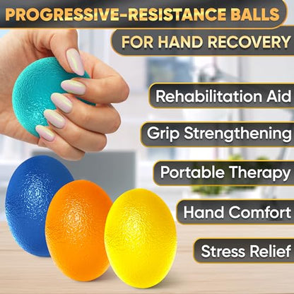 4 Pcs Squeeze Balls for Hand Therapy with 4 Resistance Levels | Set of 4 Hand Exercise Balls for Arthritis, Finger Workout, Thermoplastic Rubber, Portable, Pleasant to Touch & Lightweight